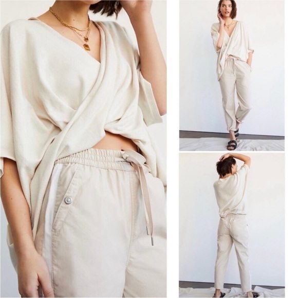 Anthropologie Pants - Anthropologie Maeve Tenley Twill Side Stripe Khaki Track Pant Joggers Sz S